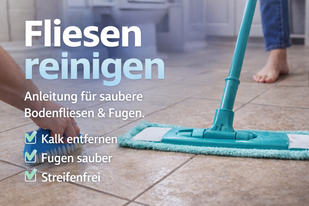 Fliesen reinigen mit Mikrofasermopp und Bürste für saubere Bodenfliesen und Fugen