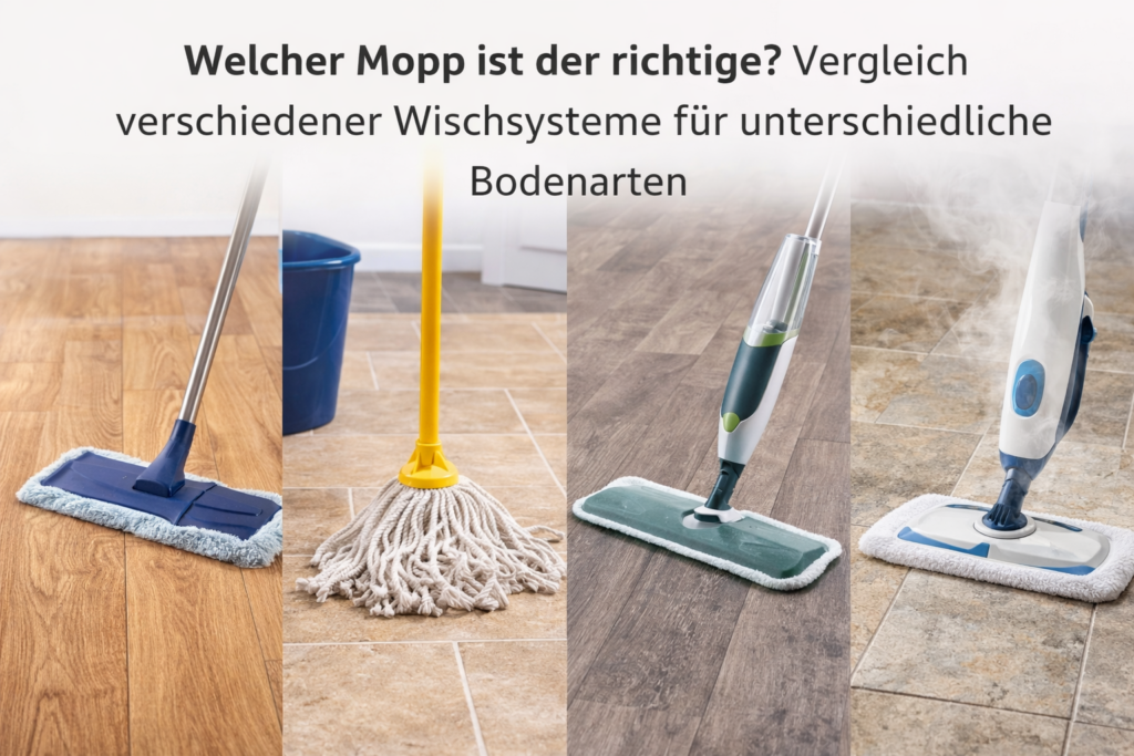 Welcher Mopp ist der richtige? Vergleich verschiedener Wischsysteme für unterschiedliche Bodenarten