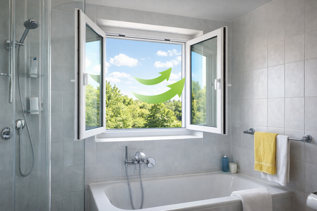 Badezimmer richtig lüften um Schimmel im Bad zu vermeiden