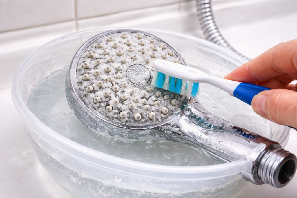 duschkopf entkalken kalkablagerungen dusche reinigen