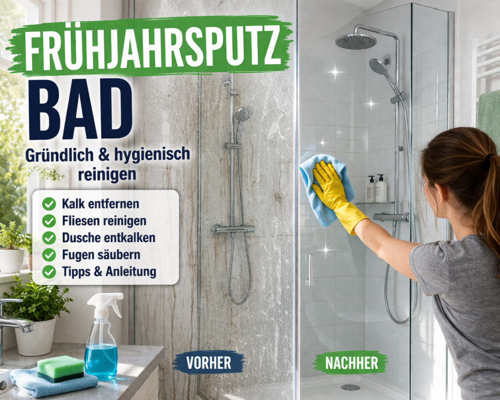 Frühjahrsputz Bad Dusche reinigen Kalk entfernen Anleitung