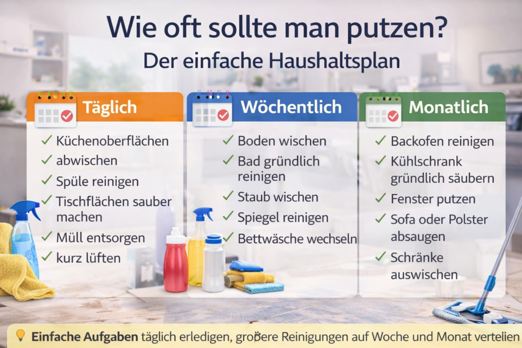 wie oft sollte man putzen haushaltsplan wohnung reinigen