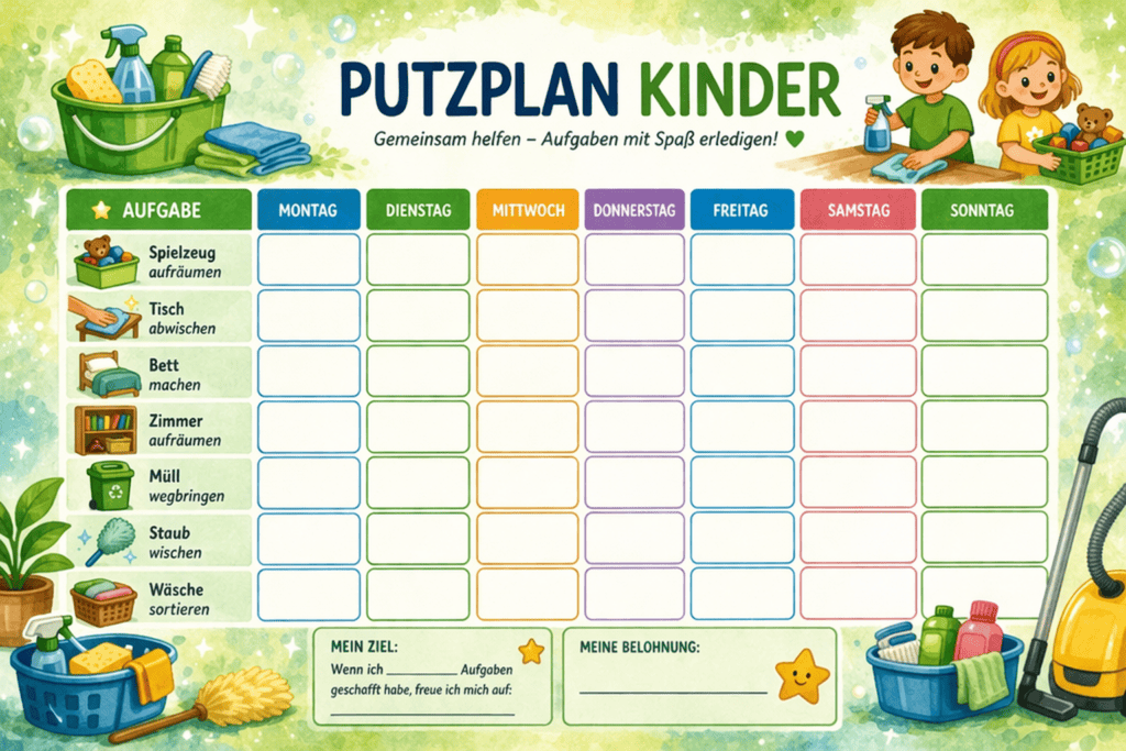 Putzplan Kinder PDF Vorlage