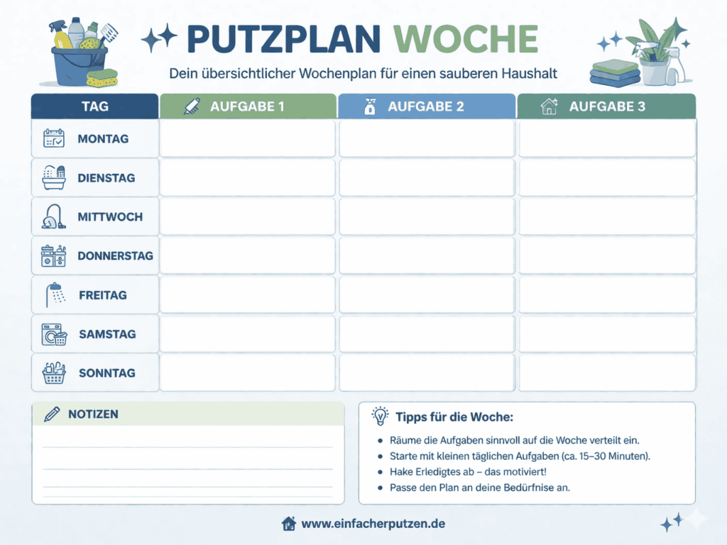 Putzplan Küche PDF Vorlage