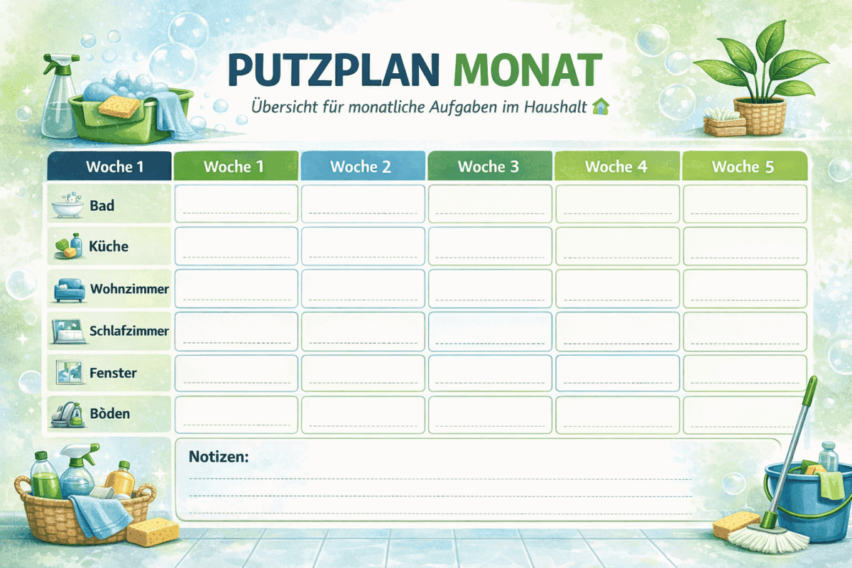 Putzplan Monat PDF – Monatsplan als kostenlose Druckvorlage