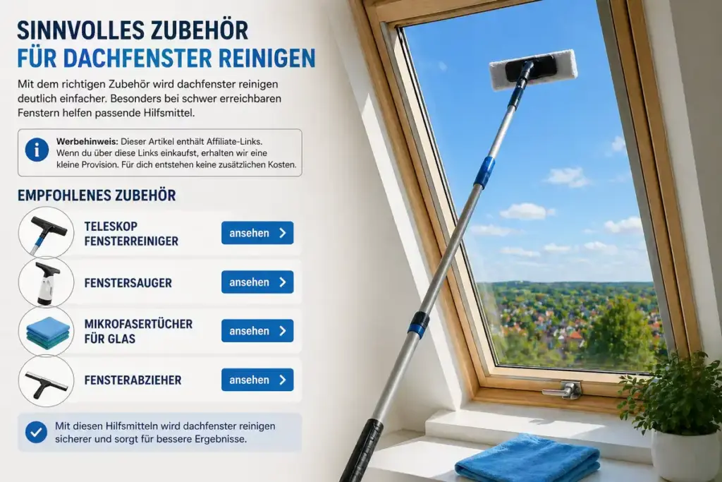 Dachfenster reinigen mit Teleskopstange für schwer erreichbare Fenster und sichere Reinigung