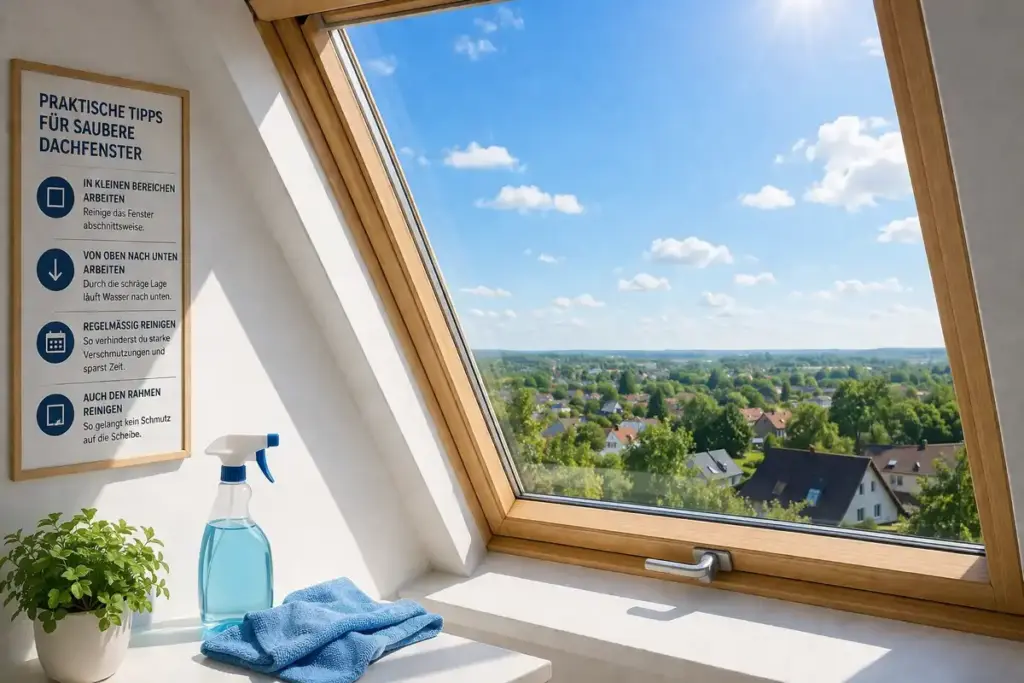 Dachfenster reinigen für klare Sicht nach draußen mit sauberem und streifenfreiem Glas