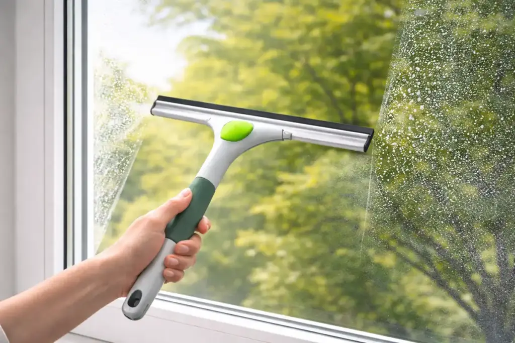 Fenster schnell reinigen mit Abzieher für streifenfreies Ergebnis