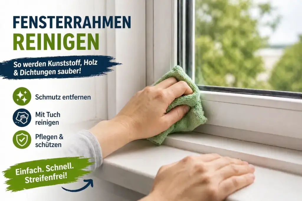 Fensterrahmen reinigen  mit Mikrofasertuch gereinigt um Schmutz und Staub gründlich zu entfernen