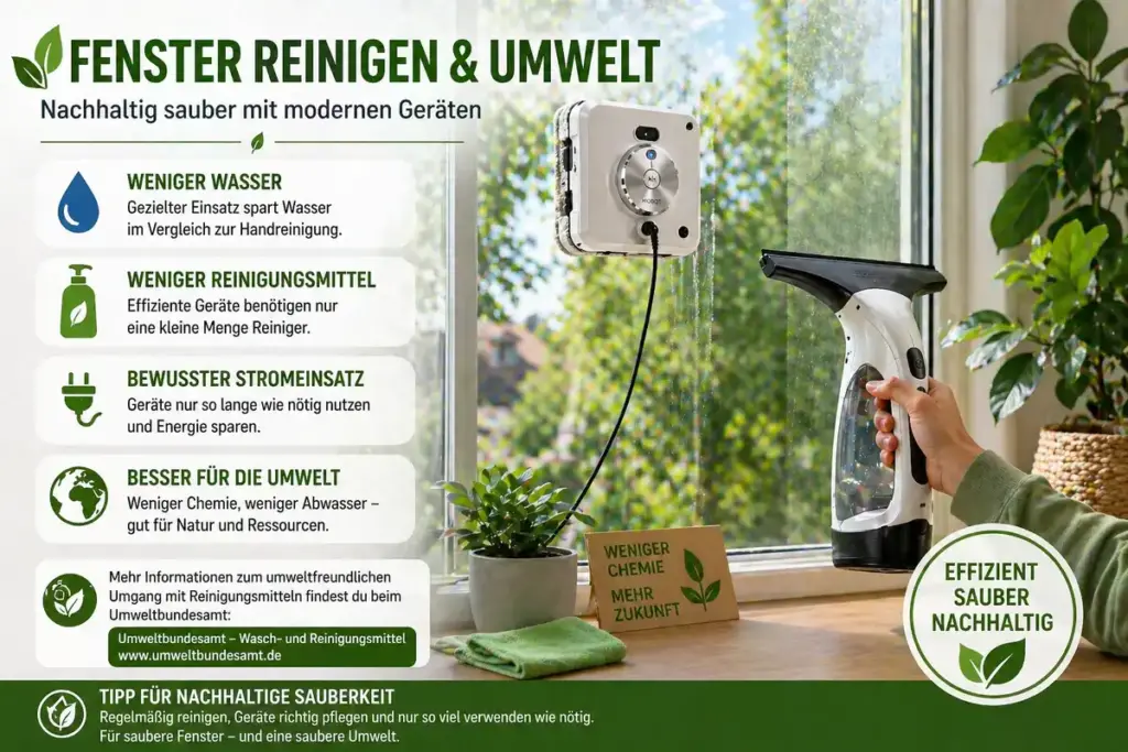 Nachhaltige Fensterreinigung mit Fensterroboter und Fenstersauger in modernem Zuhause