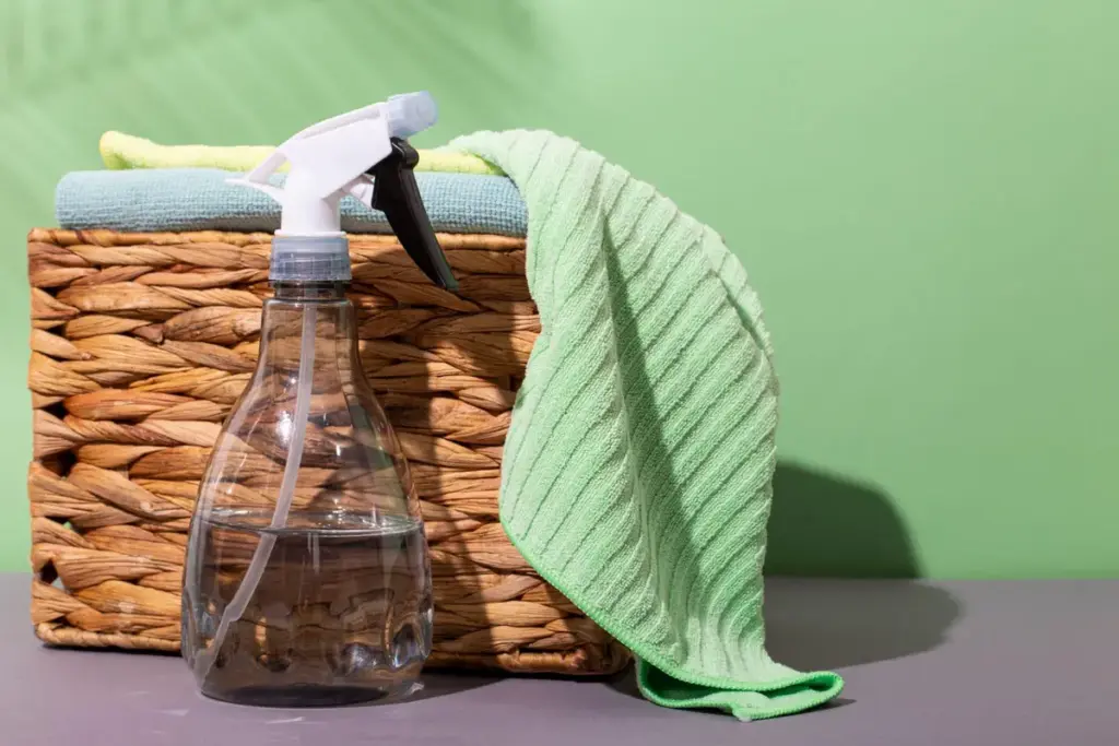 Nachhaltige Fenster Reinigung mit wiederverwendbarem Mikrofasertuch umweltfreundliches Putzen