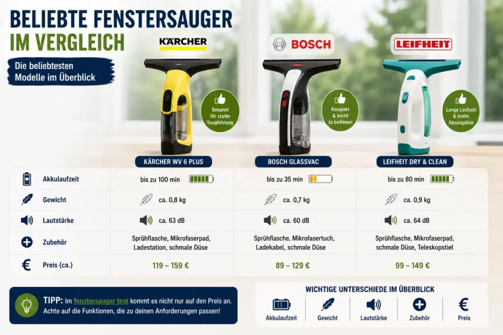 Fenstersauger Test zeigt richtige Anwendung eines Fenstersaugers auf einer großen Glasscheibe