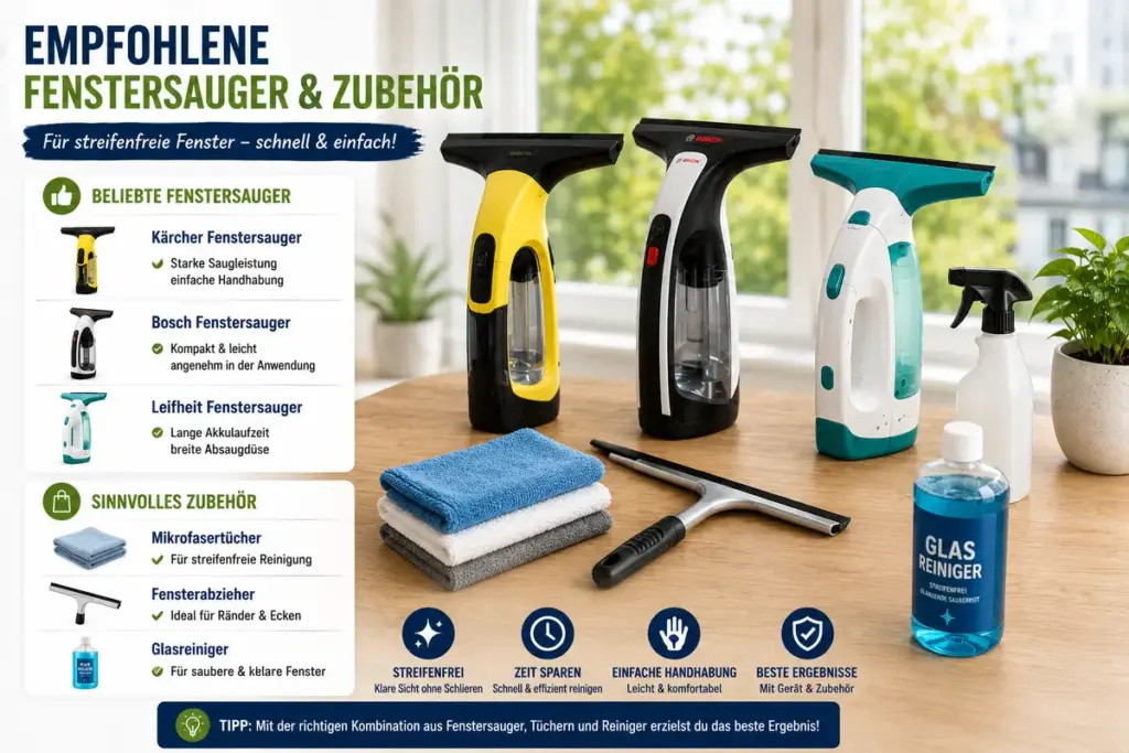 Fenstersauger Test zeigt empfohlene Fenstersauger und Zubehör für streifenfreie Fensterreinigung