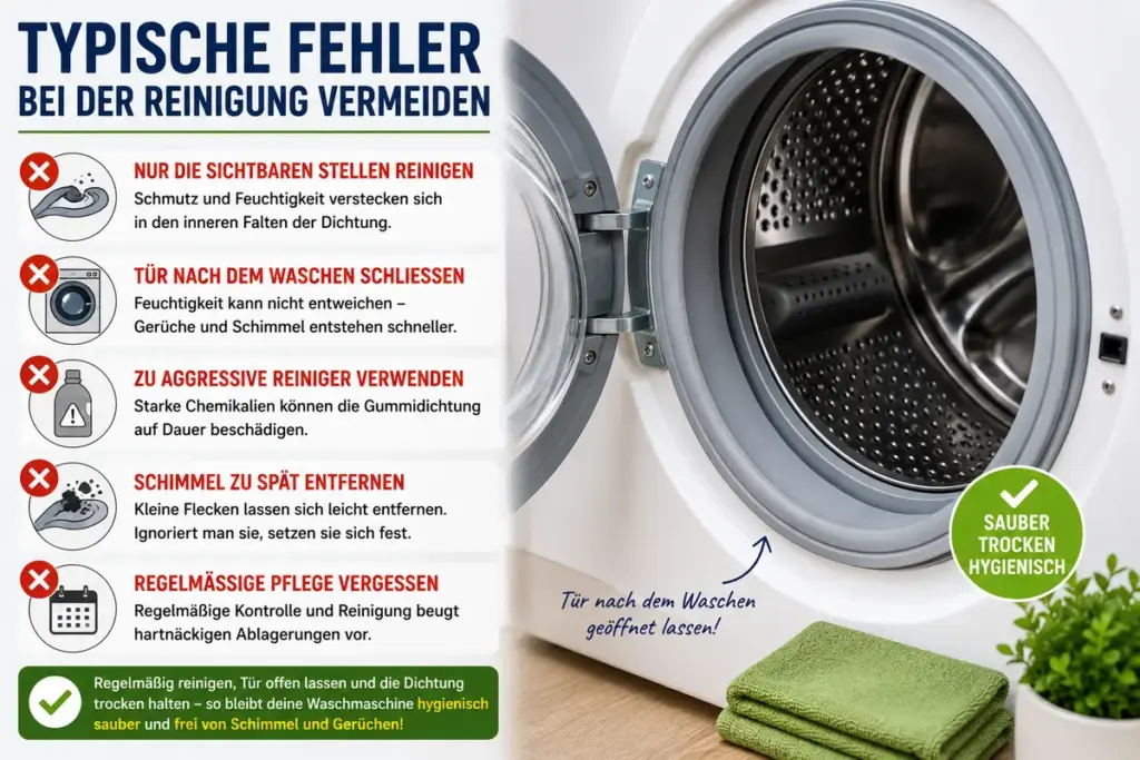 Gummidichtung Waschmaschine reinigen: Saubere und trockene Dichtung in einer geöffneten Waschmaschine nach der gründlichen Reinigung