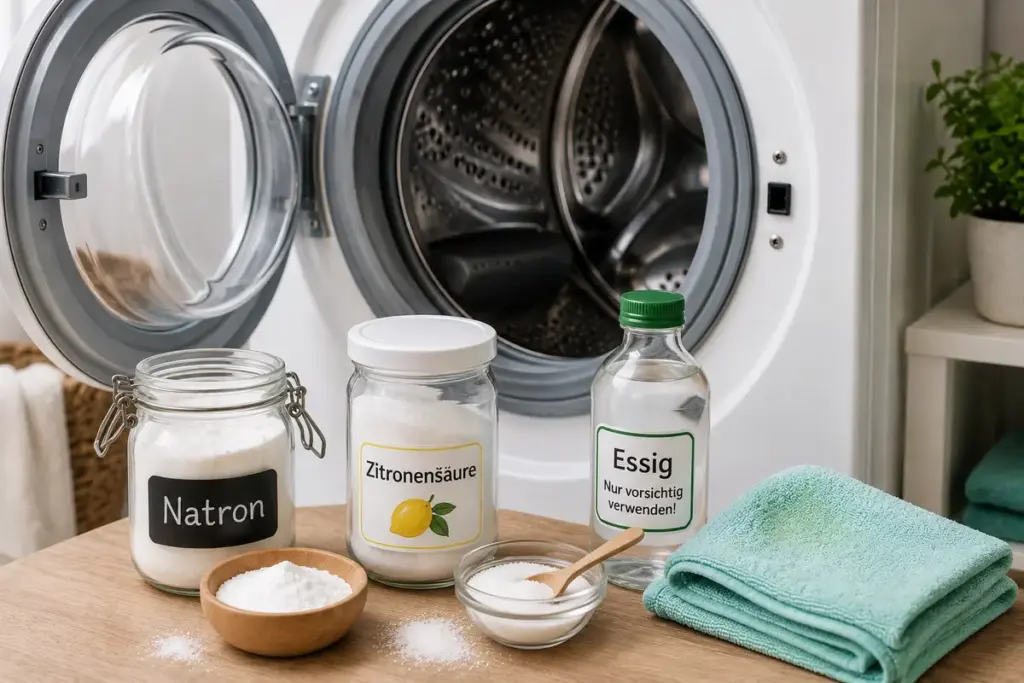 Gummidichtung Waschmaschine reinigen mit Natron, Zitronensäure und Mikrofasertuch