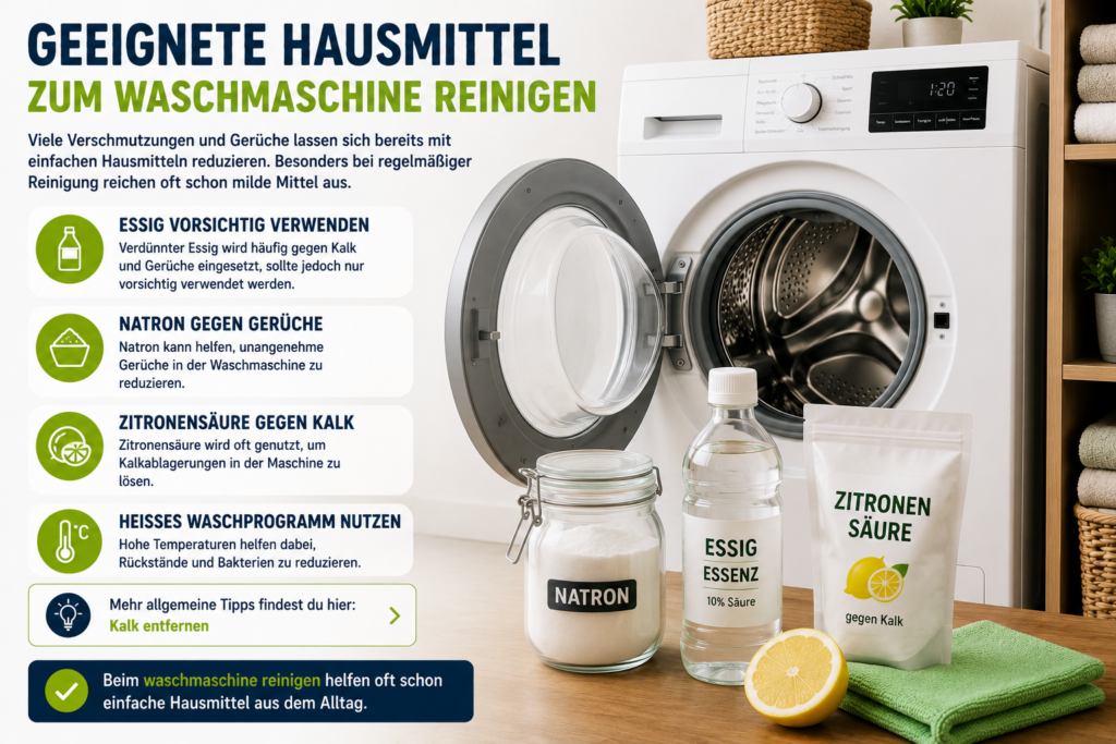 waschmaschine reinigen mit natron essig und zitronensäure als hausmittel neben moderner waschmaschine