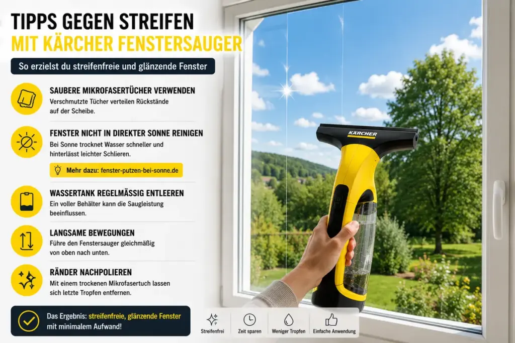 Kärcher Fenstersauger Erfahrungen zeigen streifenfreie Fenster nach Reinigung mit Kärcher Fenstersauger