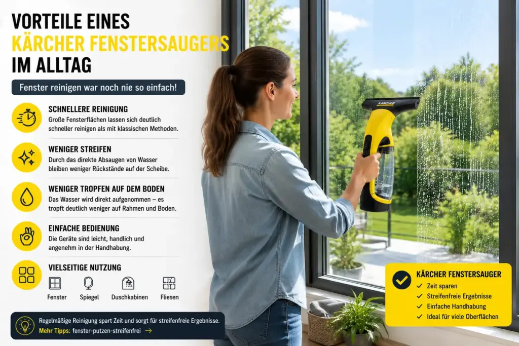 Kärcher Fenstersauger Erfahrungen zeigen Reinigung großer Fensterfront mit Kärcher Fenstersauger im Alltag