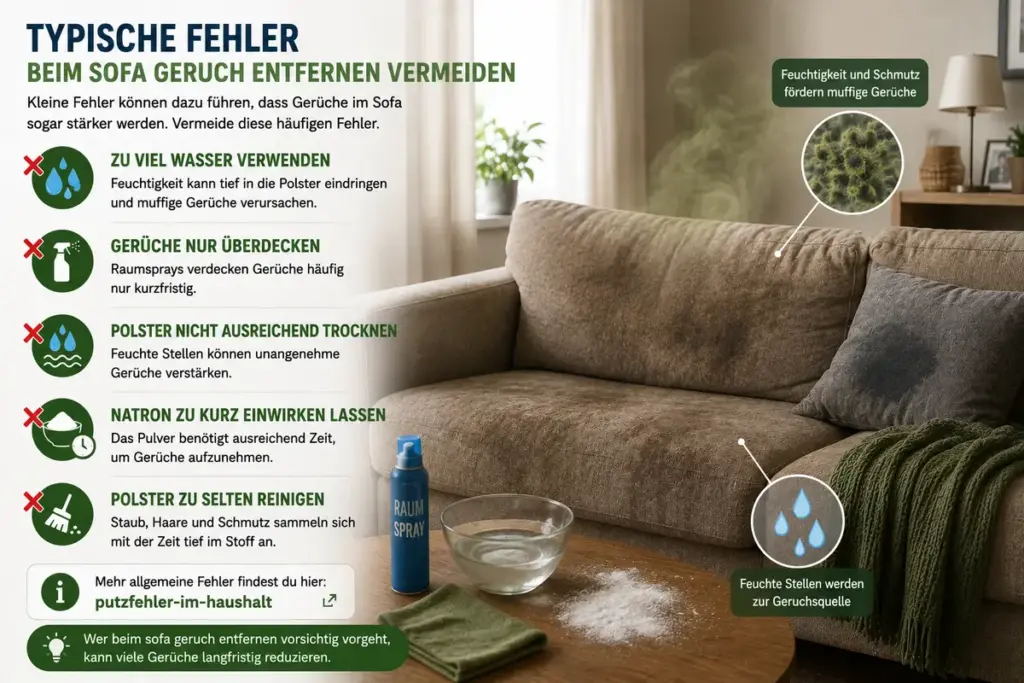 Sofa Geruch entfernen – muffiges Sofa durch falsche Reinigung mit zu viel Feuchtigkeit und unzureichender Trocknung der Polster