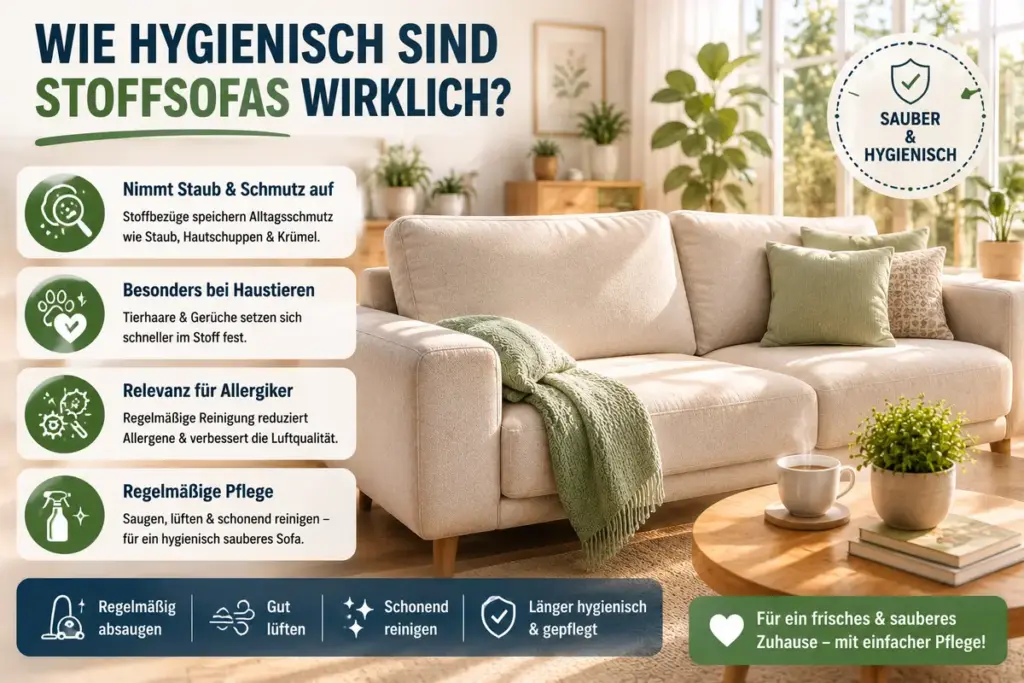 Stoffsofa reinigen zur Reduzierung von Staub, Allergenen und Haustierhaaren im Haushalt