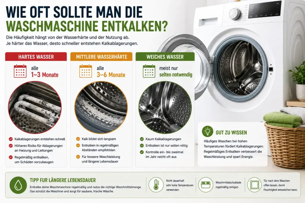 waschmaschine entkalken mit vergleich von wasserhaerte und kalkablagerungen in der waschmaschine bei hartem und weichem wasser