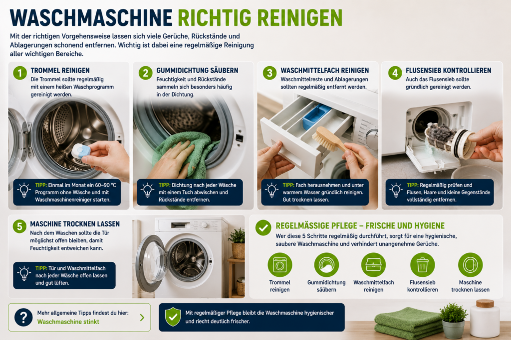 waschmaschine reinigen mit schritt für schritt anleitung zur reinigung von trommel dichtung fach und flusensieb