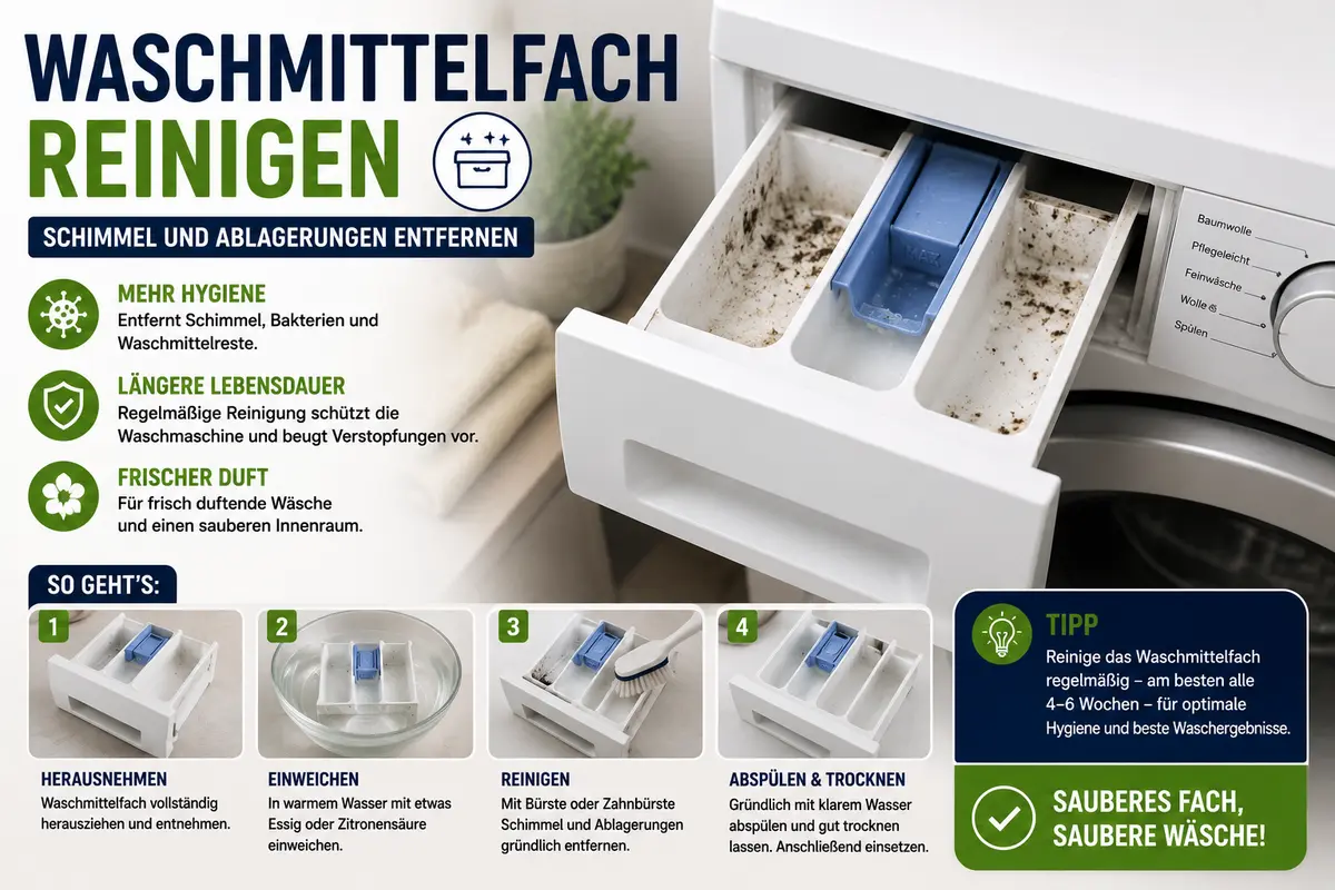 Waschmittelfach reinigen – Schimmel und Ablagerungen entfernen