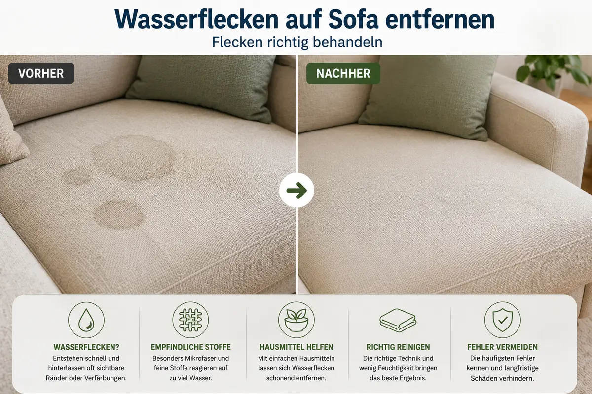 Wasserflecken auf Sofa entfernen – Flecken richtig behandeln