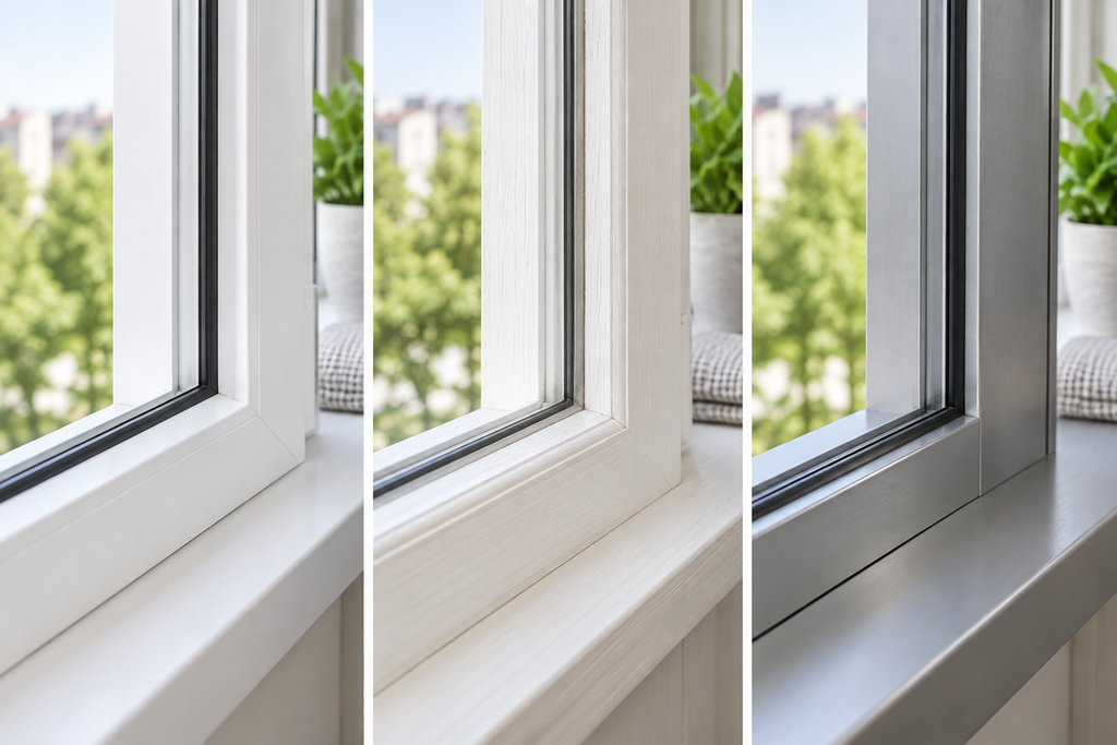 Fensterrahmen aus Kunststoff Holz und Aluminium im Vergleich