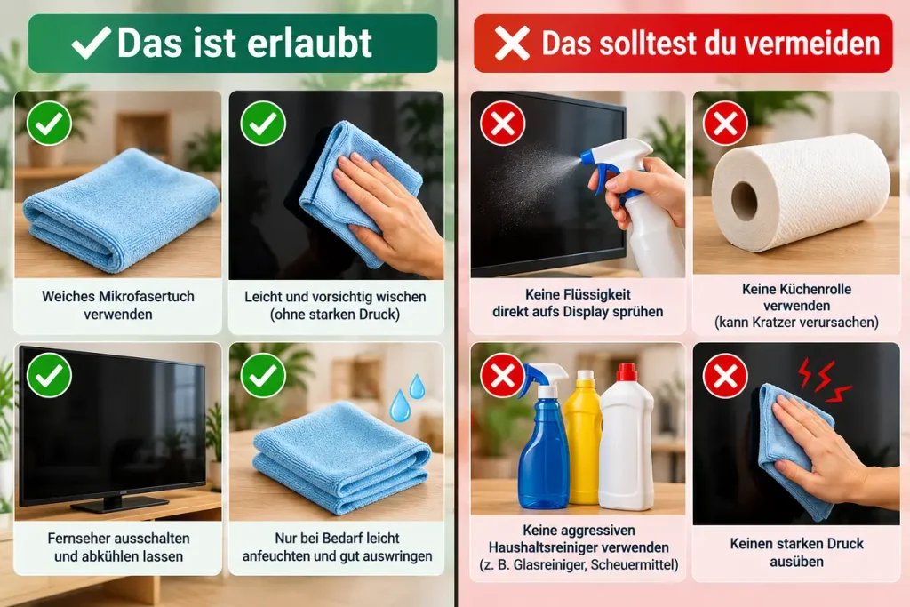 Fernseher reinigen – richtige und falsche Methoden im Vergleich