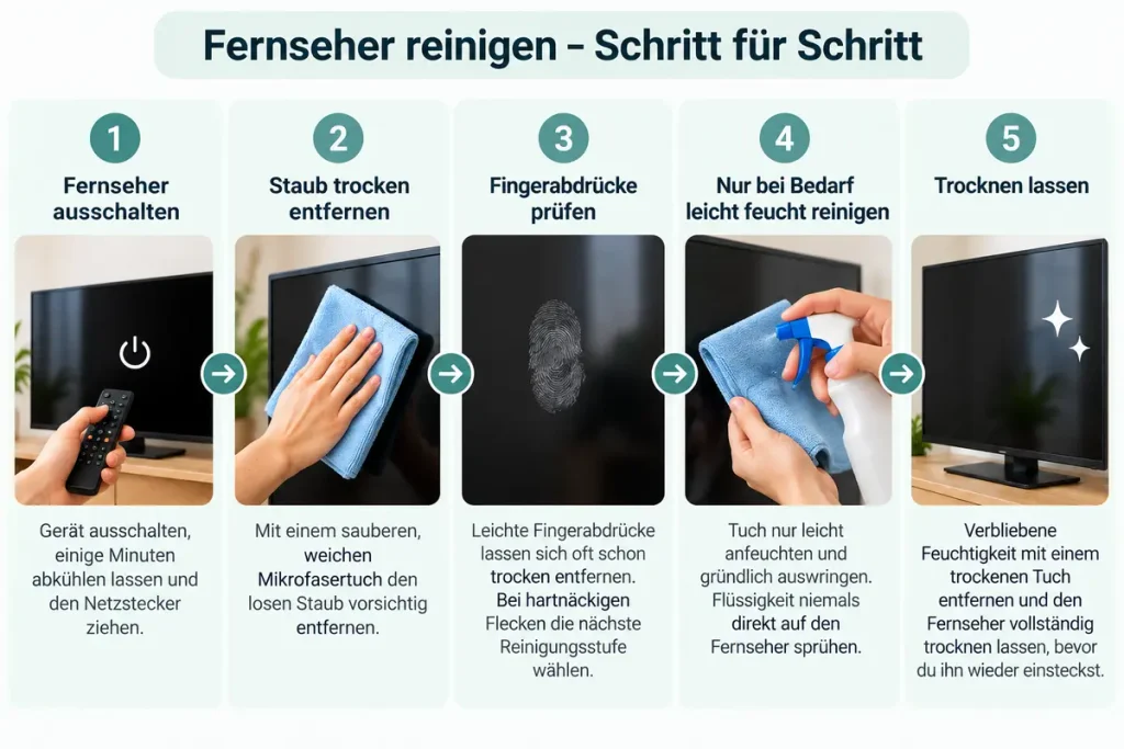 Fernseher reinigen in fünf sicheren Schritten